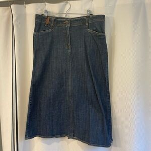 Lands End, size 10 Dark Blue Denim Midi Skirt
